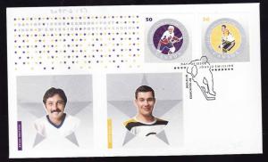 Canada-Sc#2085e-f-stamps on FDC-Hockey-NHL All Stars-Bryan Trottier-John Bucyk-2