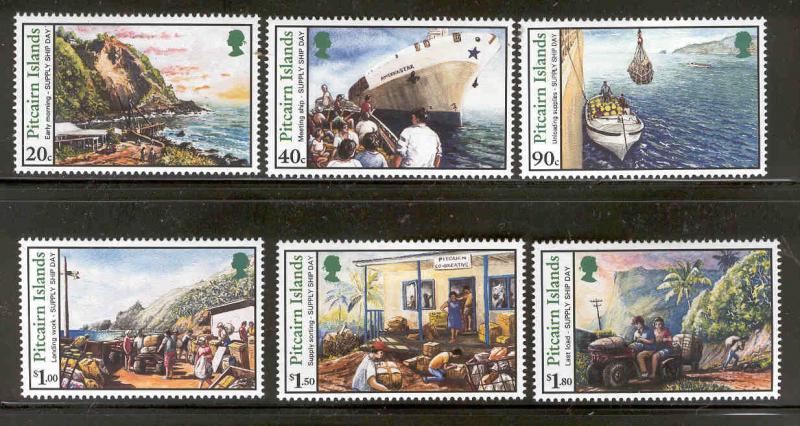 PITCAIRN ISLANDS 440-445 MINT HINGED SUPPLY SHIP DAY