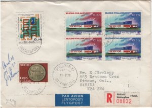 Finland 1973 Cover Sc 527-528 Nordic House Registered Airmail to Canada