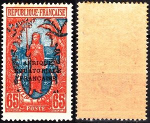 CONGO 1927 Woman 65c Ovp Afrique Equatoriale Francaise, MNH