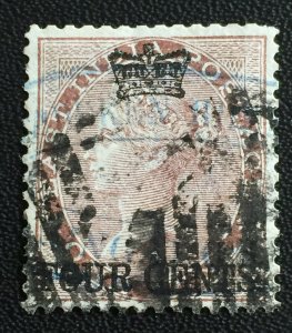 MALAYA Straits Settlements 1867 4c opt INDIA QV 1a Used, Centered  SG#4 M3576