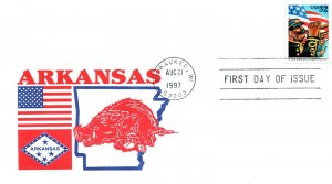 US FIRST DAY COVER STATE OF ARKANSAS CACHET STARS & STRIPES FOREVER STAMP 1997