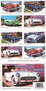 US Stamp - 2005 1950s Sporty Cars 20 Stamp  Booklet Pane #3935b