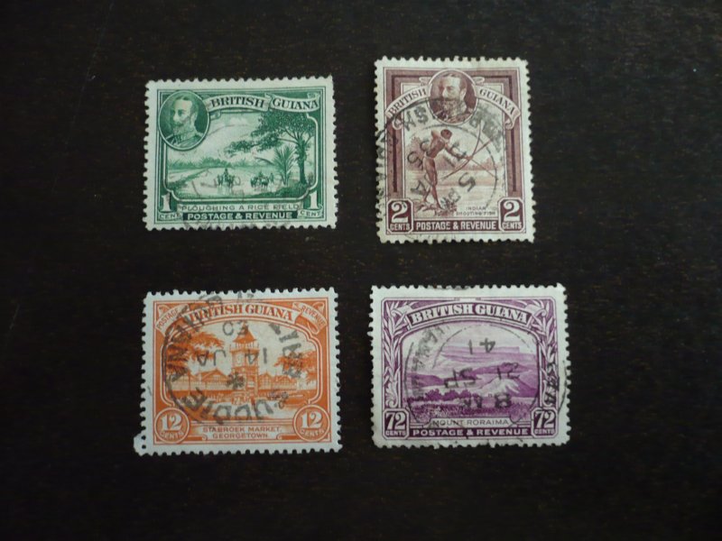 Stamps - British Guiana - Scott# 210,211,215,220 - Used Part Set of 4 Stamps