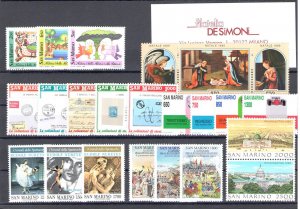 1989 San Marino, Complete Vintage, new stamps 23 values + 1 Souvenir sheet - MNH