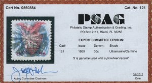 23 VF  PSAG cert used neat light cancel with nice color scv $ 600 ! see pic !