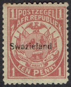SWAZILAND 1889 TRANSVAAL ARMS OVERPRINTED 1D