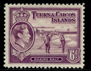 TURKS & CAICOS ISLANDS GVI SG201, 6d mauve, M MINT. Cat £22.