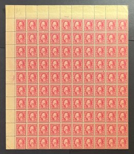 US #467 DOUBLE ERROR SHEET MINT OG 98NH/2H (TOP 2nd ROW) CAT $4,000 LOT #81879-4