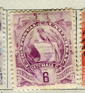 GUATEMALA; 1886 early classic Quetzal issue fine used 6c. value