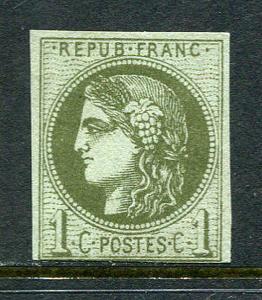 France Lot 6551 Repub Franc 1870 YVERT 39a NG 1 Cent Olive Postes 