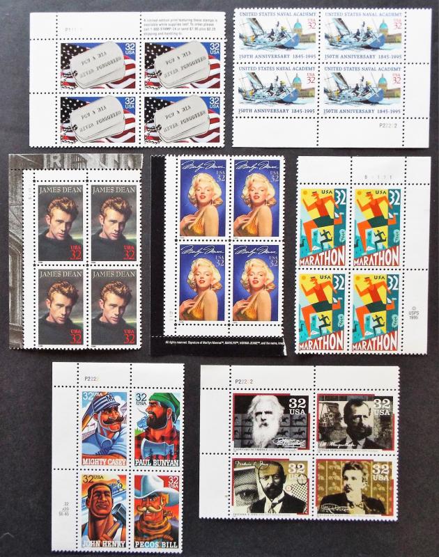 US 32 Cent MNH Plate Blocks