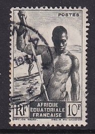 French Equatorial Africa     #181   used   1946   boatman  10fr