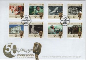 Isle of Man 2014 FDC Sc 1672-1679 Manx Radio, 50th ann Set of 8