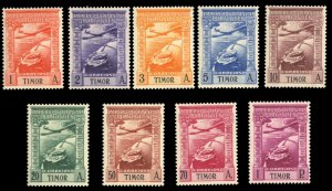 Portuguese Colonies, Timor #C1-9 Cat$41.65++ (for hinged), 1938 Airpost, comp...