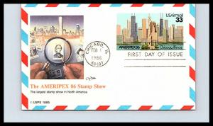 #UXC23 - Chicago Skyline Air Mail Post Card - Fleetwood Cachet 18EV