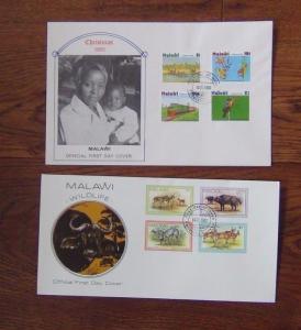 Malawi x 10 FDC 1976 1981 vögel Fisch Wildtiere Handicrafts Landwirtschaft