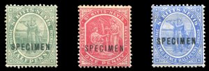 St. Kitts-Nevis SG2,14,17s Cat£70, 1905-18 1/2p, 1p and 2 1/2p, overprinted ...