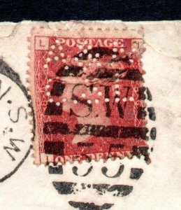 PENNY RED PLATE 186 USED ON COVER WITH 'A&NCSL' PERFIN