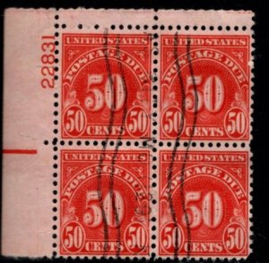 #J86  50c Postage Due Plate Block - Used