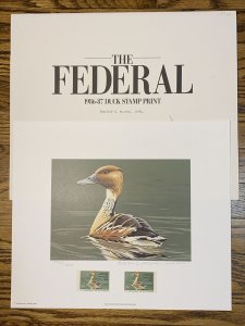 RW53 1986 Federal Duck Stamp Print & 2 Stamps Fulvous Duck~ BURTON MOORE #13,942
