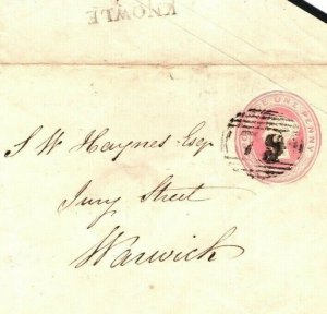 GB Cover NUMERALS Rare *79* KNOWLE Warwicks 1850 1d Pink Stationery G255