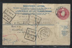 BECHUANALAND (P2712B) 1935 KGV 4D RLE TO INDIA, DLO OFFICE UNKNOWN, RETURNED