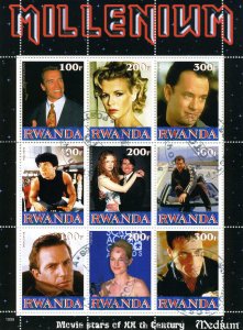 Rwanda 1999 MILLENNIUM American Movie Stars Sheet Perforated Fine Used VF