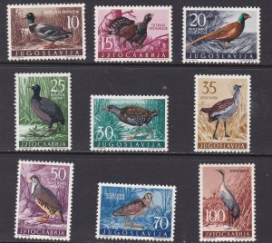 Yugoslavia # 497-505, Game Birds, Mint Hinged, 1/3 Cat.