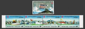 Togo 736-740,C134,MNH.Michel 802-807,Bl.48. EXPO-1970,Osaka.Mitsubishi pavilion.