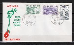 Papua New Guinea, Scott cat. 284-286. So. Pacific Games. First day cover. ^