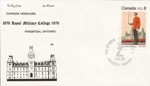 1976 Canada (NR) FDC - Sc 693 - Royal Military College Centenary - Wing Parade