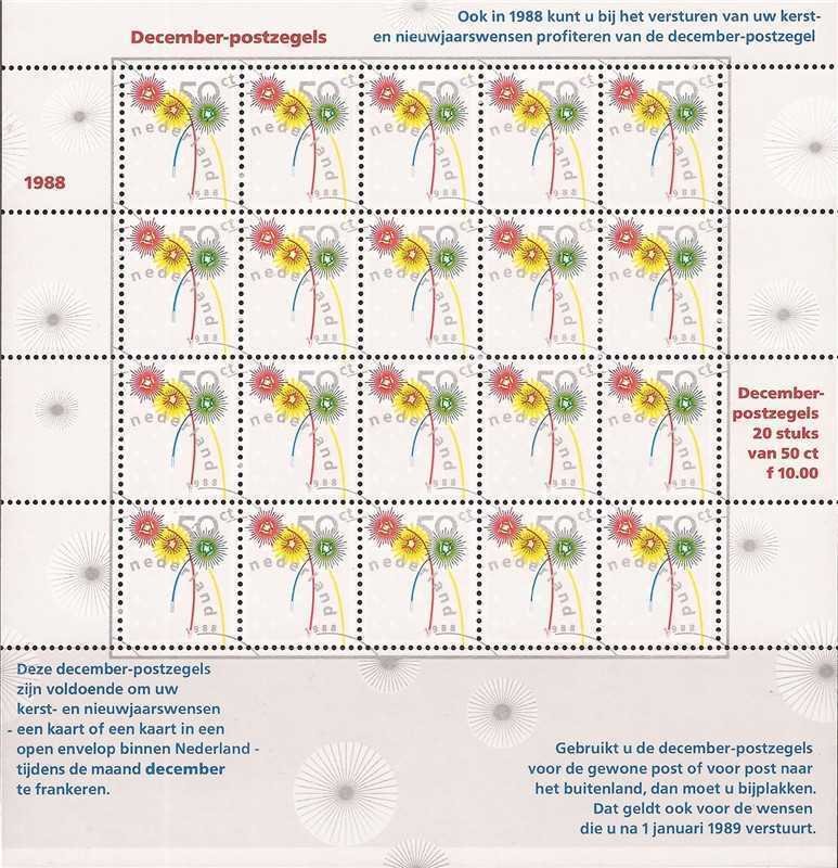 Netherlands - 1988 Holiday Greetings - 20 Stamp Sheet -   #739