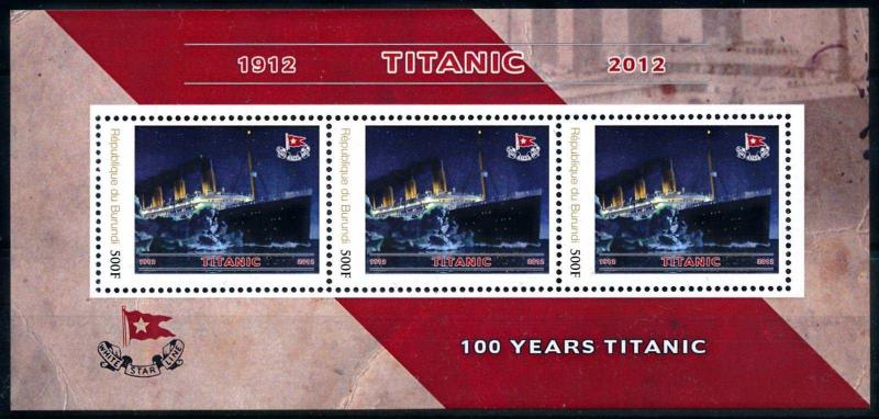 [76703] Burundi 2012 RMS Titanic 100 Years Sheet MNH