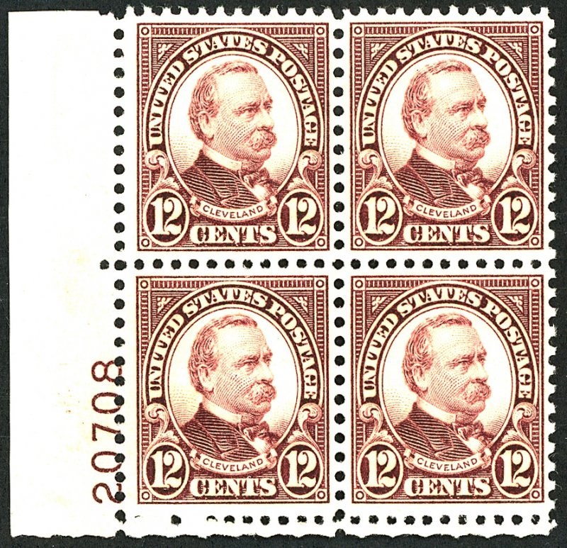 U.S. #693 MINT PL# BLOCK OF 4 OG NH