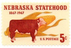 1967 Nebraska Statehood Single 5c Postage Stamp, Sc#1328, MNH, OG