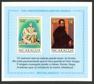 NICARAGUA 1974 CHRISTMAS SS Sc C862 FOOTNOTE MNH