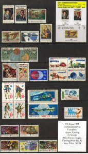 US complete Year 1975 COMMEMORATIVES  28 STAMPS