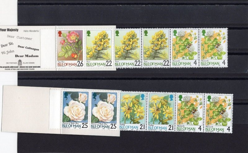 ISLE OF MAN 1998-1999 FLORA/FLOWERS SET OF 13 STAMPS & 2 COMPLETE BOOKLETS MNH 
