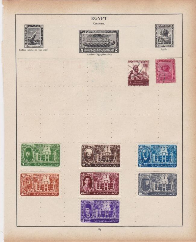 Egypt Stamps on Album Page ref R18940