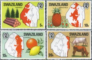 29627 MNH SWAZILANDIA 1977 CARTAS GEOGRAFICAS DE LAS REGIONES.