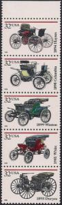 #3019-23 32 cents Antique Automobiles, Strip mint OG NH XF