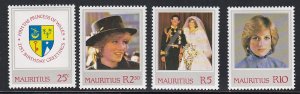 Mauritius # 548-551, Princess Diana's 21st Birthday, Mint NH, 1/2 Cat.