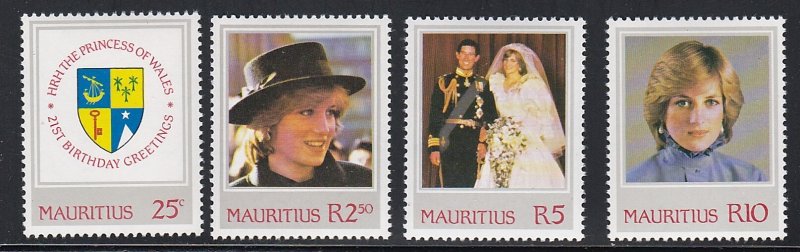 Mauritius # 548-551, Princess Diana's 21st Birthday, Mint NH, 1/2 Cat.