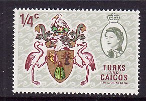 Turks & Caicos-Sc#181- id8-unused NH 1/4c QEII-Birds-1969-