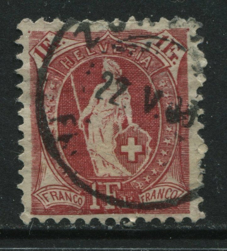 Switzerland 1903 1 franc carmine CDS used