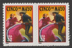 US 3203 Cinco De Mayo 32c horz pair MNH 1998