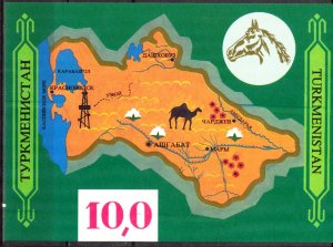Turkmenistan 1992 History and Culture of Turkmenistan Map S/S MNH**