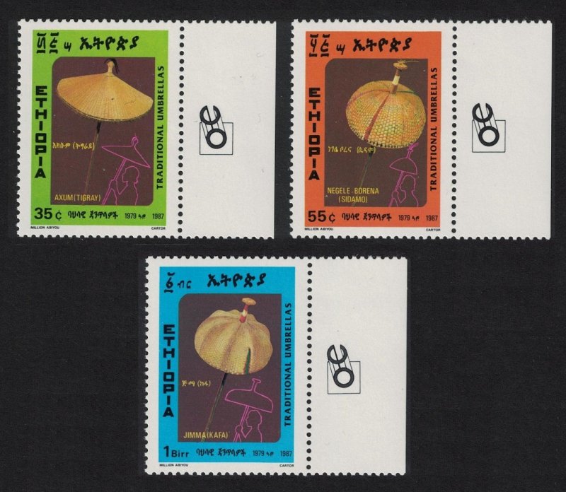 Ethiopia Traditional Umbrellas 3v 1987 MNH SG#1365-1367