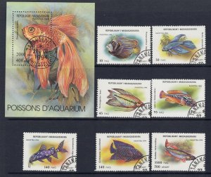 MALAGASY Sc# 1192 - 1199 USED FVF Set of 7 + SS Aquarium Fish